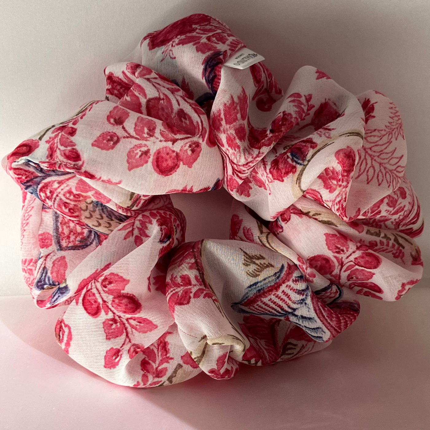 Cherry Birds and Leaves Scrunchie