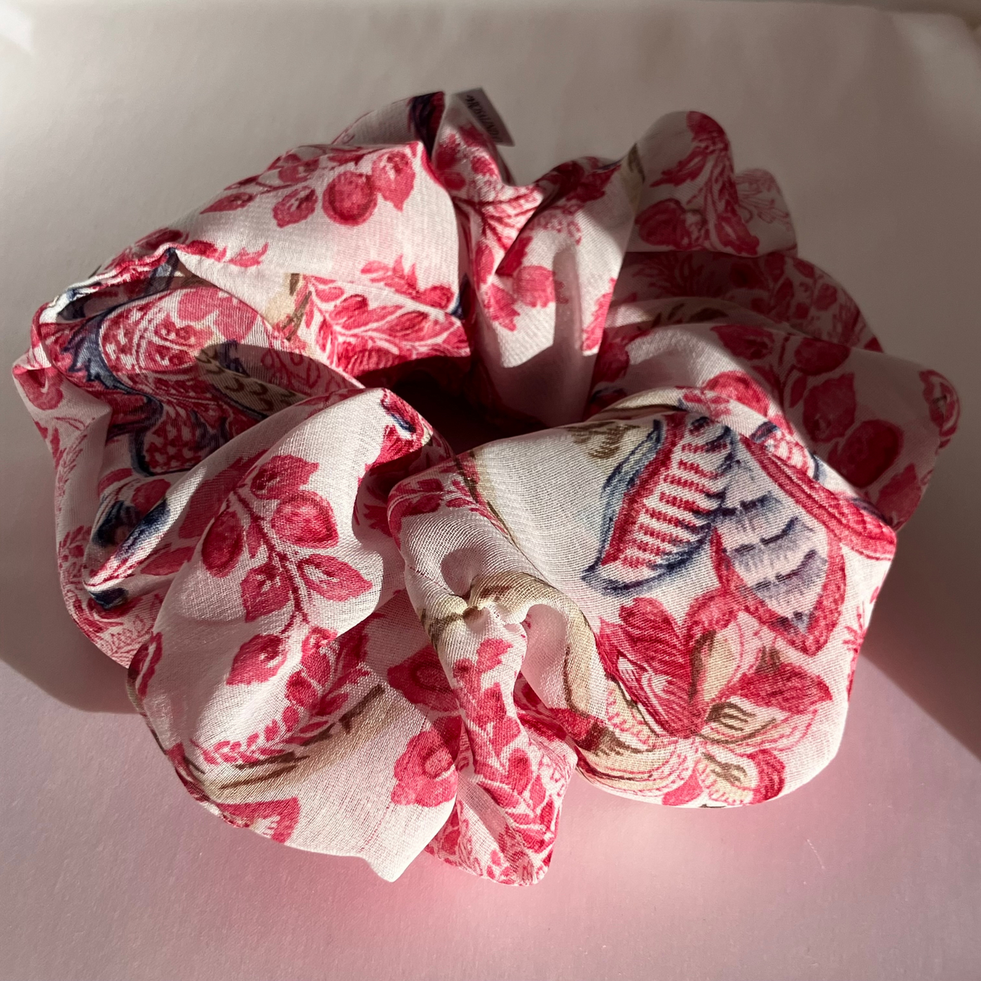 Cherry Birds and Leaves Scrunchie